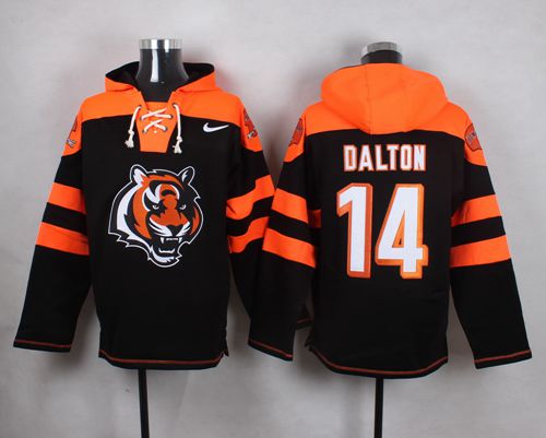 Nike Bengals #14 Andy Dalton Black Player Pullover NFL Hoodie